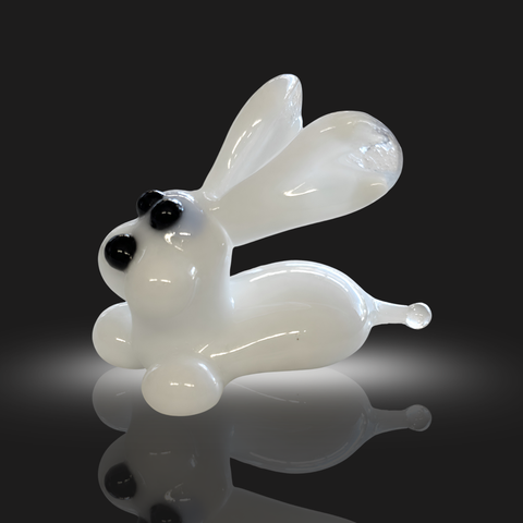 White Bunny Rabbit Figurine, Mini Glass Murano Quality Lampworking Glass Figurine, Hand Made In Ukraine, A Great Addition To Your Collection
