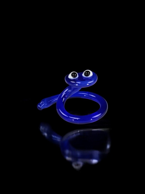 Blue Glass Snake Figurine, Handmade Murano Quality Design - Small