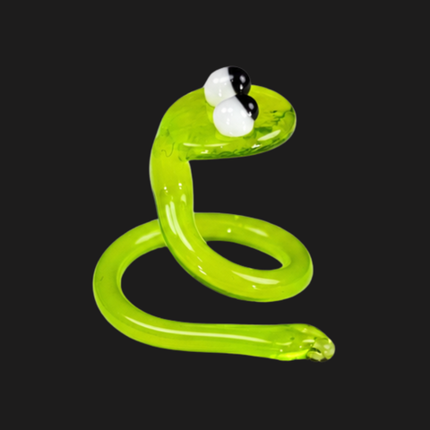Green Snake Figurine, Mini Glass Murano Quality Lampworking Glass Figurine, Hand Made In Ukraine, A Great Addition To Your Collection