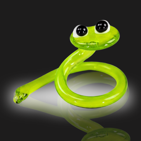 Green Snake Figurine, Mini Glass Murano Quality Lampworking Glass Figurine, Hand Made In Ukraine, A Great Addition To Your Collection