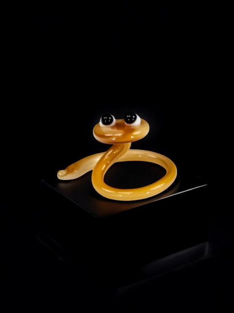 Ivory Glass Snake Figurine, Handmade Murano Quality Design - Small