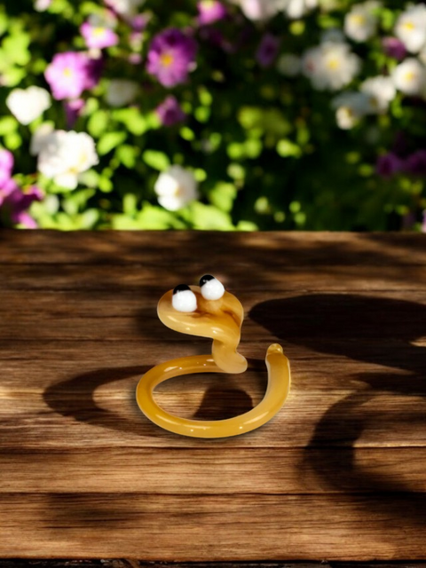 Ivory Glass Snake Figurine, Handmade Murano Quality Design - Small