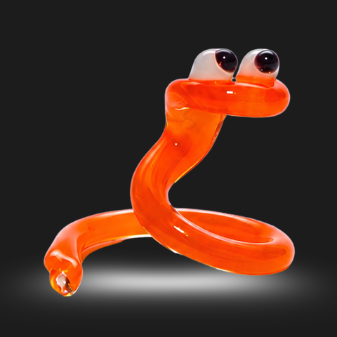 Orange Snake Figurine, Mini Glass Murano Quality Lampworking Glass Figurine, Hand Made In Ukraine, A Great Addition To Your Collection
