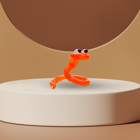 Orange Snake Figurine, Mini Glass Murano Quality Lampworking Glass Figurine, Hand Made In Ukraine, A Great Addition To Your Collection