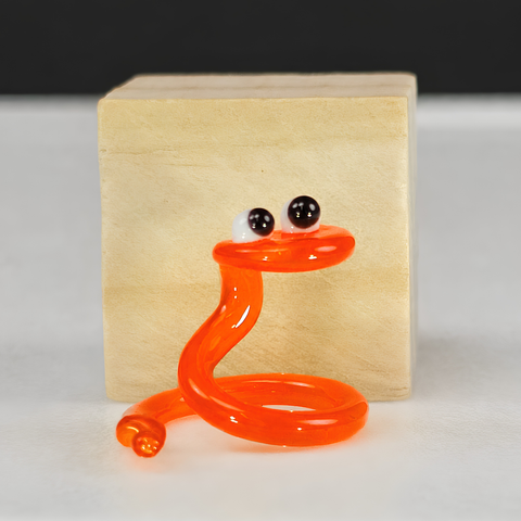 Orange Snake Figurine, Mini Glass Murano Quality Lampworking Glass Figurine, Hand Made In Ukraine, A Great Addition To Your Collection