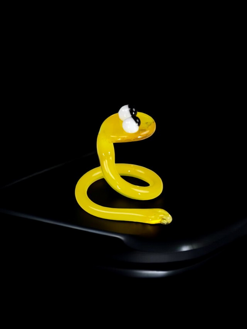 Yellow Glass Snake Figurine, Handmade Murano Quality Design - Small