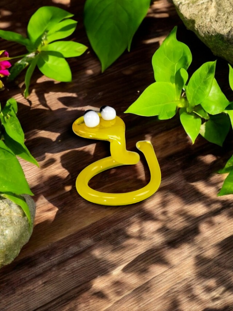 Yellow Glass Snake Figurine, Handmade Murano Quality Design - Small