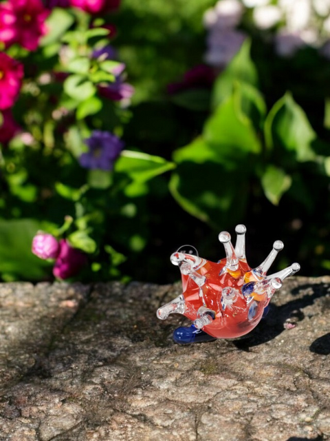 Red Glass Porcupine Figurine, Handmade Murano Quality Design - Small