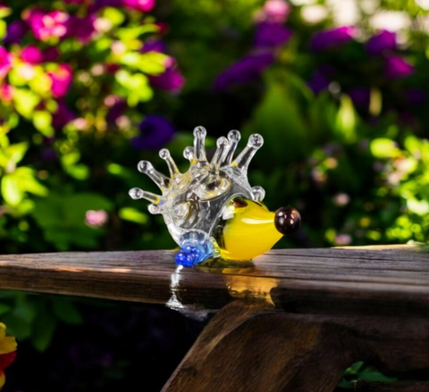 Yellow Glass Porcupine Figurine, Handmade Murano Quality Design - Small