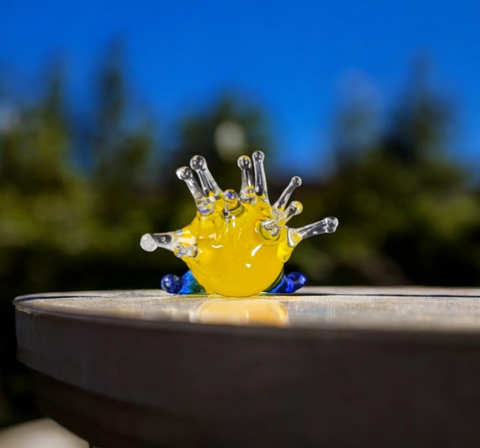 Yellow Glass Porcupine Figurine, Handmade Murano Quality Design - Small