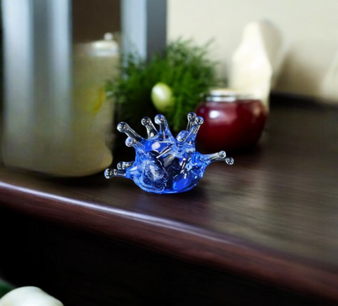 Light Blue Glass Sea Urchin Figurine, Handmade Murano Quality Design - Small