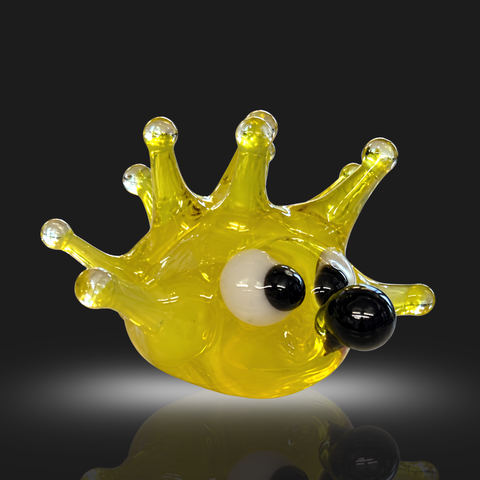 Yellow Sea Urchin Figurine, Mini Glass Murano Quality Lampworking Glass Figurine, Hand Made In Ukraine, A Great Addition To Your Collection