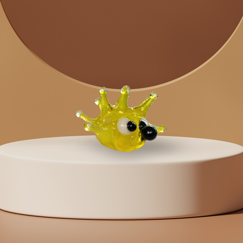 Yellow Sea Urchin Figurine, Mini Glass Murano Quality Lampworking Glass Figurine, Hand Made In Ukraine, A Great Addition To Your Collection