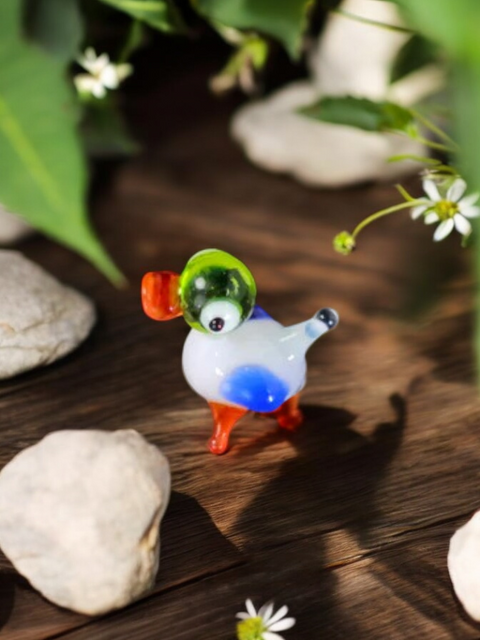 Green Glass Duck Figurine, Handmade Murano Quality Design - Small