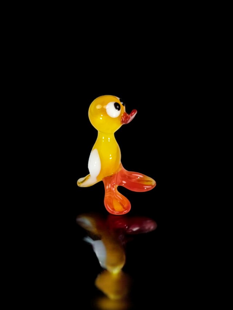 Yellow Glass Duck Figurine, Handmade Murano Quality Design - Small