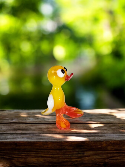 Yellow Glass Duck Figurine, Handmade Murano Quality Design - Small