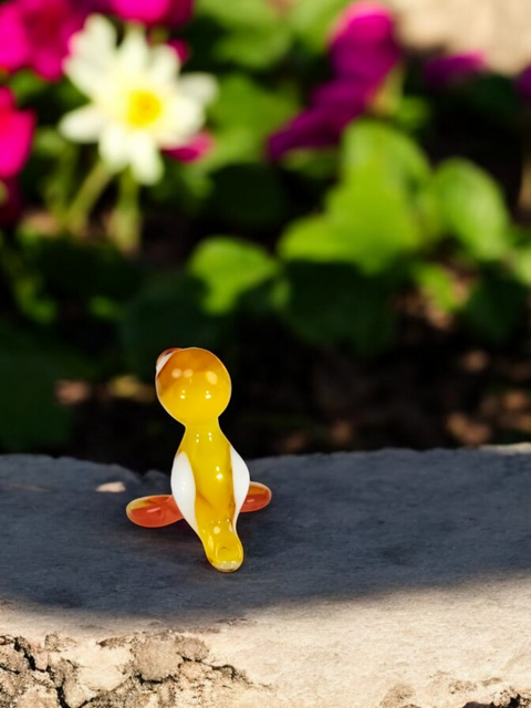 Yellow Glass Duck Figurine, Handmade Murano Quality Design - Small