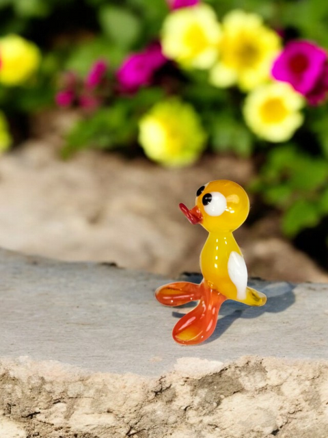 Yellow Glass Duck Figurine, Handmade Murano Quality Design - Small