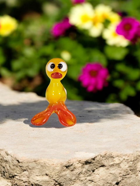 Yellow Glass Duck Figurine, Handmade Murano Quality Design - Small