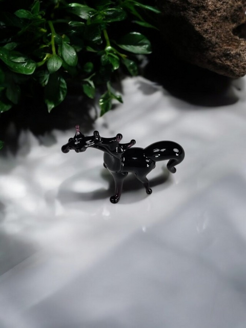 Black Glass Horse Figurine, Handmade Murano Quality Design - Small