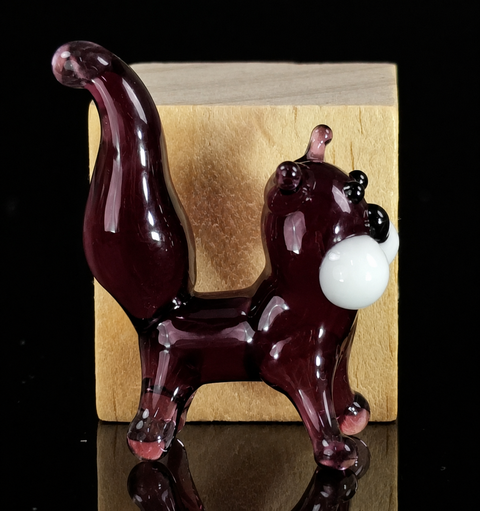 Purple Cat Figurine, Mini Glass Murano Quality Lampworking Glass Figurine, Hand Made In Ukraine, A Great Addition To Your Collection