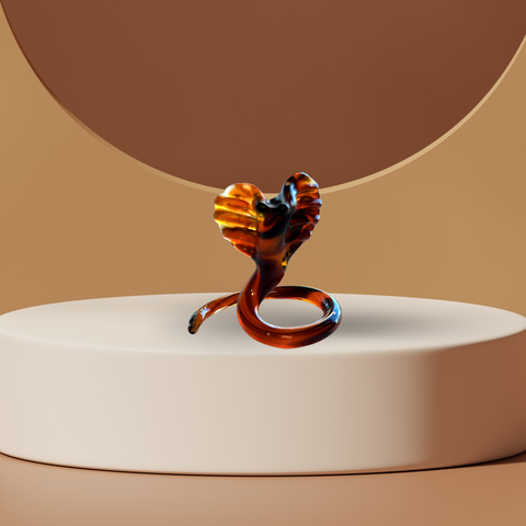 Orange Cobra Figurine, Mini Glass Murano Quality Lampworking Glass Figurine, Hand Made In Ukraine, A Great Addition To Your Collection