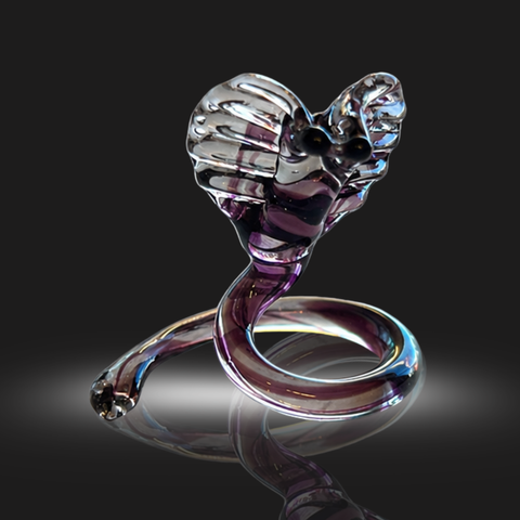 Purple Cobra Figurine, Mini Glass Murano Quality Lampworking Glass Figurine, Hand Made In Ukraine, A Great Addition To Your Collection