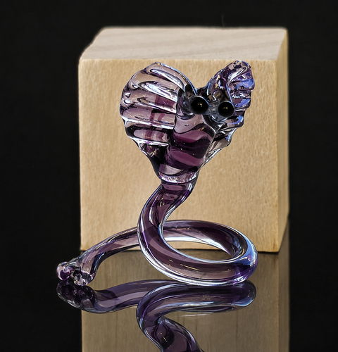 Purple Cobra Figurine, Mini Glass Murano Quality Lampworking Glass Figurine, Hand Made In Ukraine, A Great Addition To Your Collection