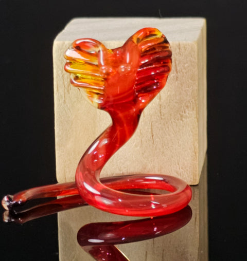 Red Glass Cobra Figurine, Handmade Murano Quality Design - Small