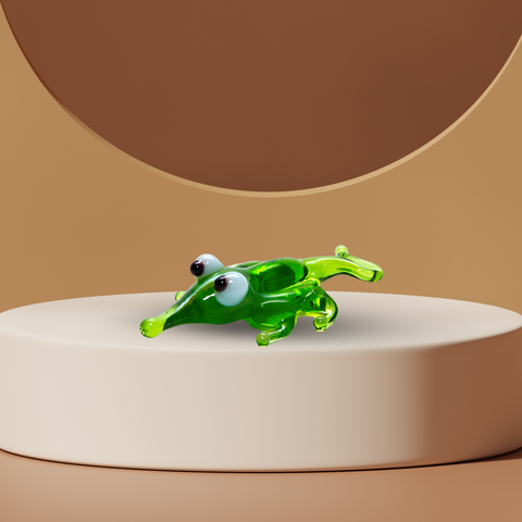 Alligator Figurine, Mini Glass Murano Quality Lampworking Glass Figurine, Hand Made In Ukraine, A Great Addition To Your Collection