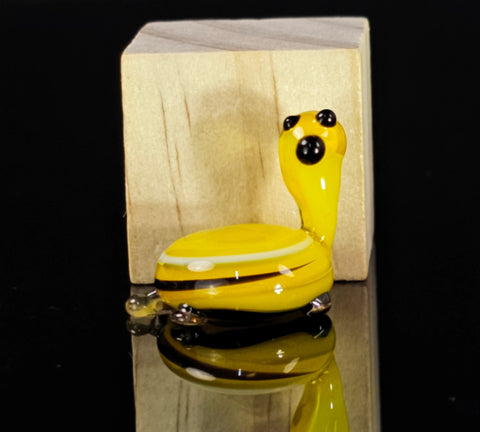 Yellow Glass Turtle Figurine, Handmade Murano Quality Design - Small