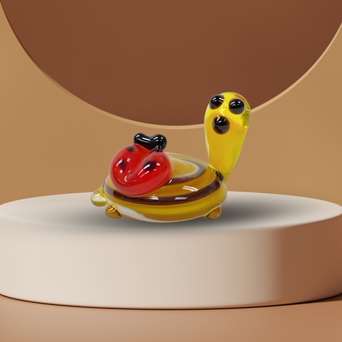 Turtle w Ladybug Figurine, Mini Glass Murano Quality Lampworking Glass Figurine, Hand Made In Ukraine, A Great Addition To Your Collection