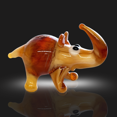 Ivory Glass Rhino Figurine, Mini Glass Murano Quality Lampworking Glass Figurine, Hand Made In Ukraine, A Great Addition To Your Collection