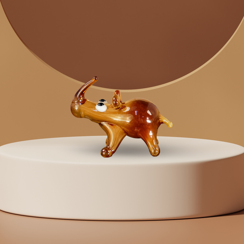 Ivory Glass Rhino Figurine, Mini Glass Murano Quality Lampworking Glass Figurine, Hand Made In Ukraine, A Great Addition To Your Collection