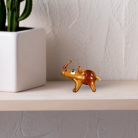 Ivory Glass Rhino Figurine, Mini Glass Murano Quality Lampworking Glass Figurine, Hand Made In Ukraine, A Great Addition To Your Collection