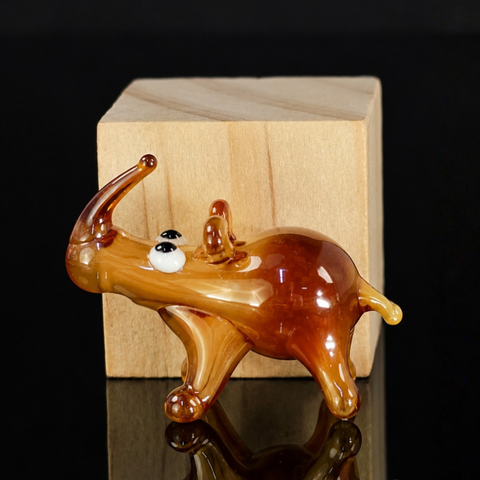 Ivory Glass Rhino Figurine, Mini Glass Murano Quality Lampworking Glass Figurine, Hand Made In Ukraine, A Great Addition To Your Collection
