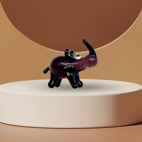 Purple Rhino Figurine, Mini Glass Murano Quality Lampworking Glass Figurine, Hand Made In Ukraine, A Great Addition To Your Collection