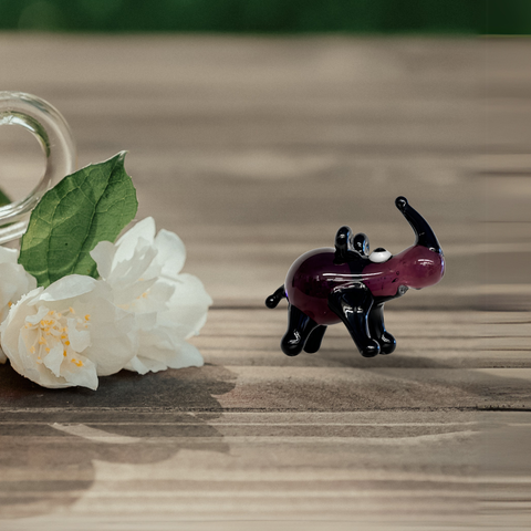 Purple Rhino Figurine, Mini Glass Murano Quality Lampworking Glass Figurine, Hand Made In Ukraine, A Great Addition To Your Collection