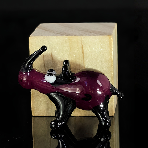 Purple Rhino Figurine, Mini Glass Murano Quality Lampworking Glass Figurine, Hand Made In Ukraine, A Great Addition To Your Collection