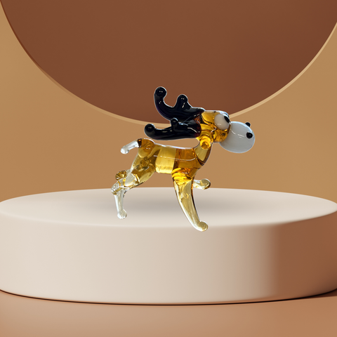 Amber Moose Figurine, Mini Glass Murano Quality Lampworking Glass Figurine, Hand Made In Ukraine, A Great Addition To Your Collection