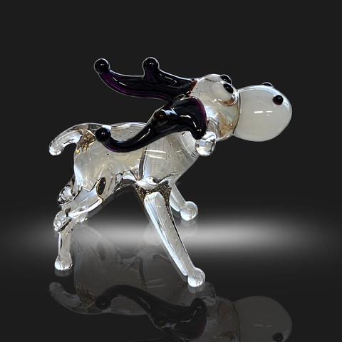 Grey Moose Figurine, Mini Glass Murano Quality Lampworking Glass Figurine, Hand Made In Ukraine, A Great Addition To Your Collection
