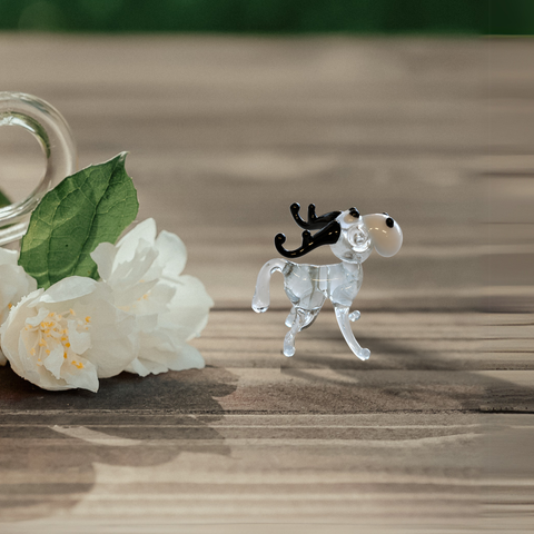 White Moose Figurine, Mini Glass Murano Quality Lampworking Glass Figurine, Hand Made In Ukraine, A Great Addition To Your Collection