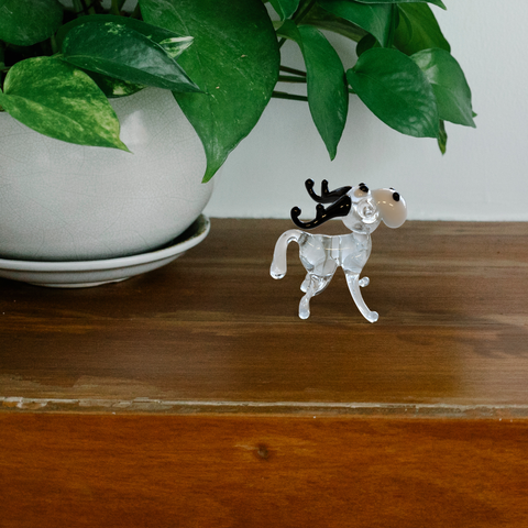 White Moose Figurine, Mini Glass Murano Quality Lampworking Glass Figurine, Hand Made In Ukraine, A Great Addition To Your Collection