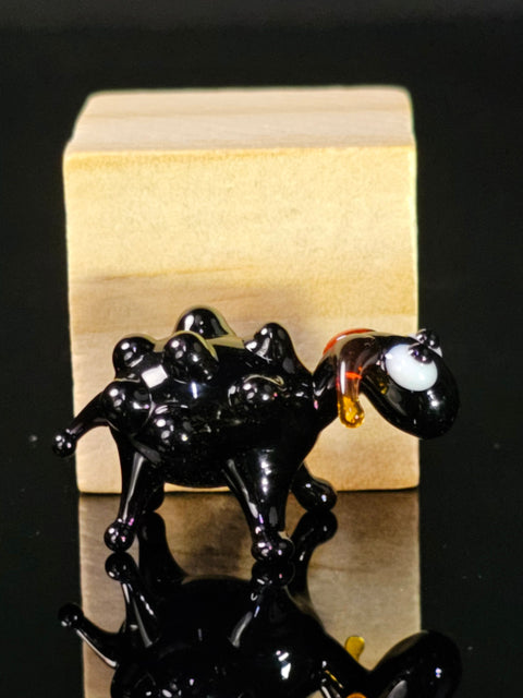 Black Glass Sheep Figurine, Handmade Murano Quality Design - Small