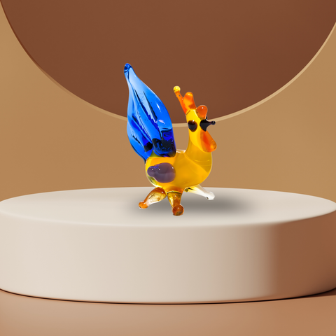 Rooster Figurine, Mini Glass Murano Quality Lampworking Glass Figurine, Hand Made In Ukraine, A Great Addition To Your Collection