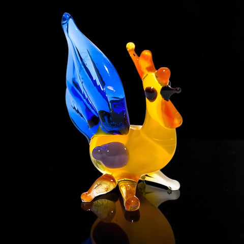 Rooster Figurine, Mini Glass Murano Quality Lampworking Glass Figurine, Hand Made In Ukraine, A Great Addition To Your Collection