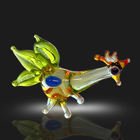 Amber Long Neck Rooster Glass Figurine, Mini Glass Murano Quality Lampworking Glass Figurine, Hand Made In Ukraine, A Great Addition To Your Collection