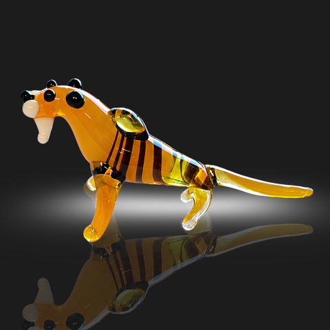 Tiger Figurine, Mini Glass Murano Quality Lampworking Glass Figurine, Hand Made In Ukraine, A Great Addition To Your Collection