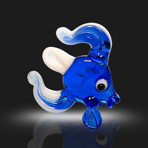 Blue Fish Figurine, Mini Glass Murano Quality Lampworking Glass Figurine, Hand Made In Ukraine, A Great Addition To Your Collection