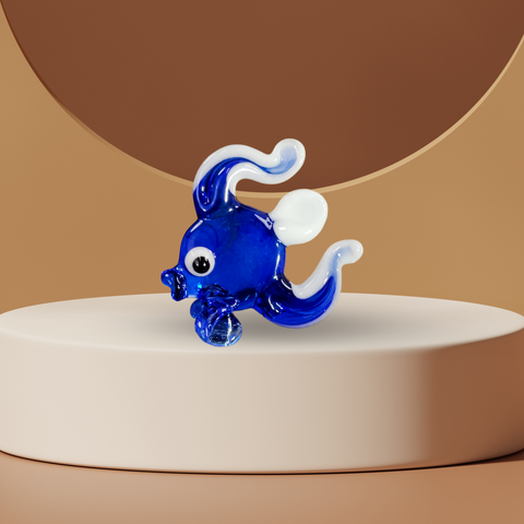 Blue Fish Figurine, Mini Glass Murano Quality Lampworking Glass Figurine, Hand Made In Ukraine, A Great Addition To Your Collection